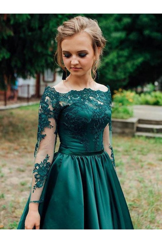 A-Line Long Sleeves Lace Prom Dresses Formal Evening Gowns 6011049