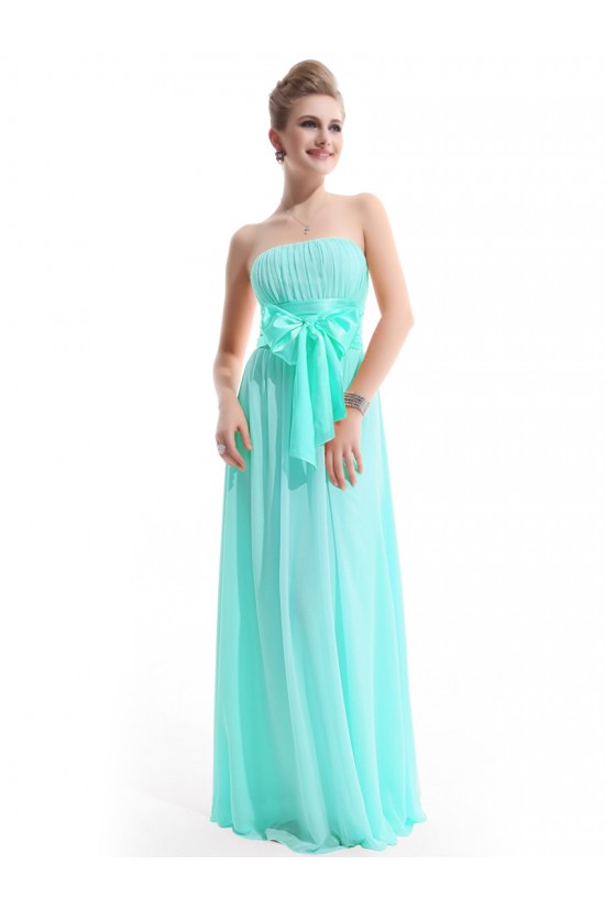 A-Line Empire Strapless Long Blue Chiffon Bridesmaid Dresses/Wedding Party Dresses/Maternity Dresses BD010250