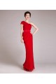 Sheath One-Shoulder Long Red Chiffon Prom Evening Formal Dresses ED011229