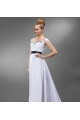 A-Line Cap Sleeve Beaded Long White Chiffon Prom Evening Formal Party Dresses ED010548