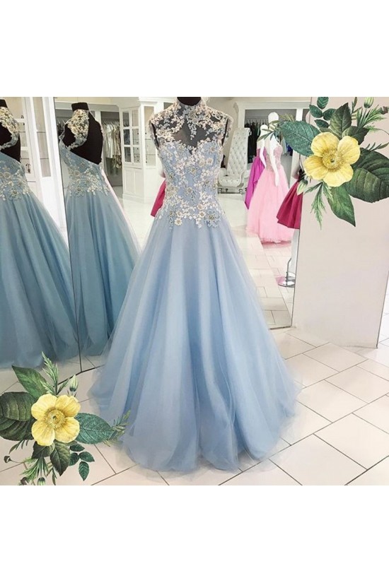 High Neck Long Prom Dresses Party Evening Gowns 3020348