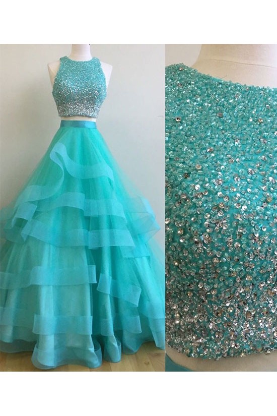 Two Pieces Beaded Prom Dresses Party Evening Gowns 3020759