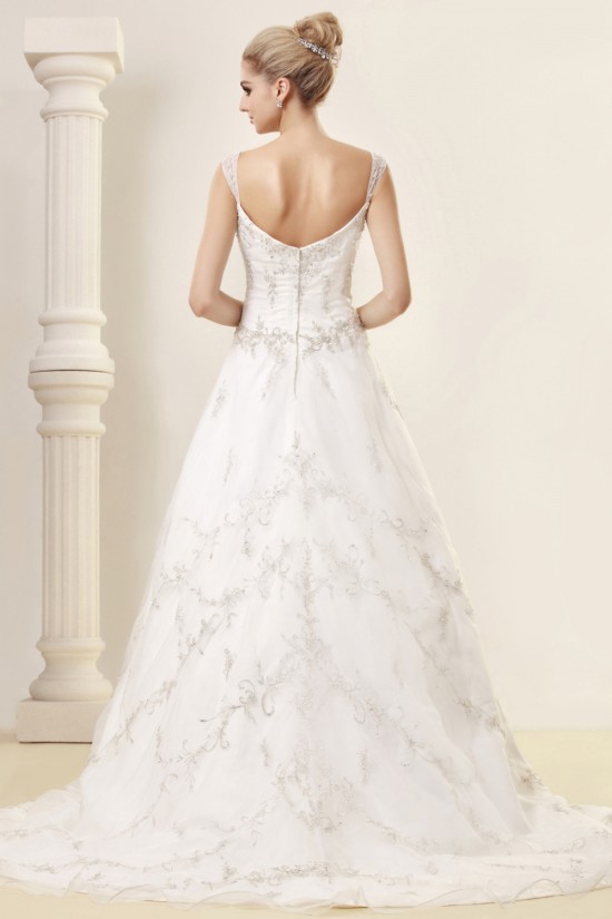 A-Line Straps Sleeveless Court Train Wedding Dresses 2031437