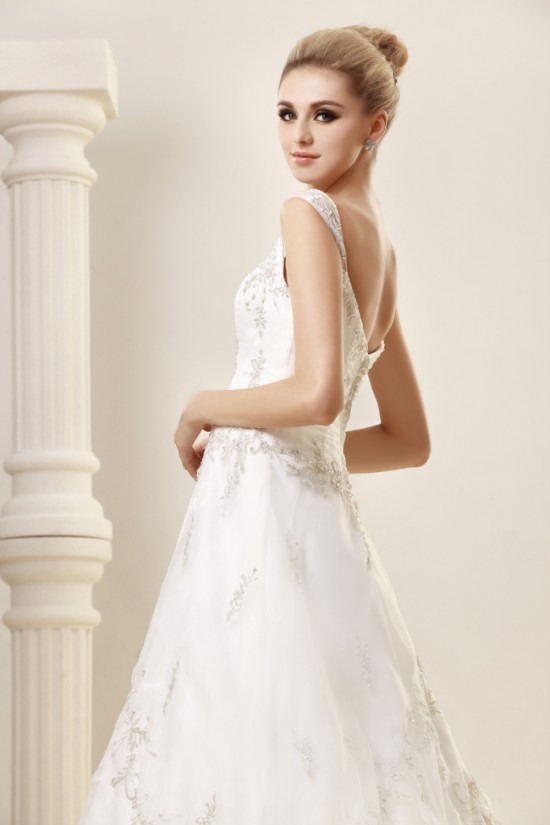 A-Line Straps Sleeveless Court Train Wedding Dresses 2031437